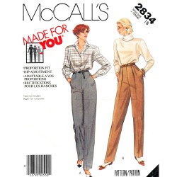 2834 MCCALLS 1986 EZ PROPORTION FIT FRONT ZIPPER PANTS PATTERN  10 OR 12, 16 CHOICE
